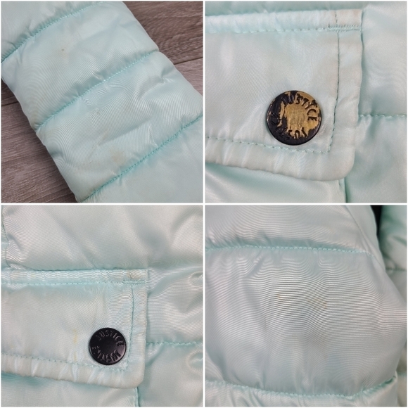 JUSTICE Girls' Teal Hooded Puffer Winter Coat Size 12 - Picture 16 of 16